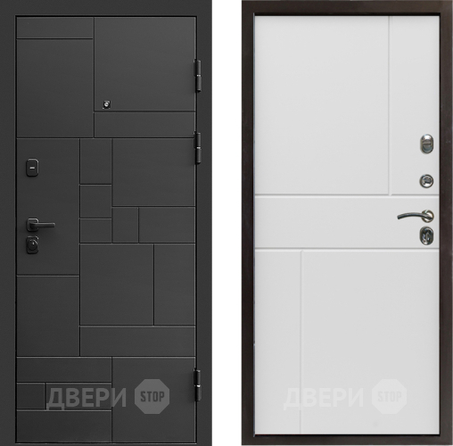 Входная металлическая Дверь Престиж Kvadro Горизонт Бетон белый в Видное