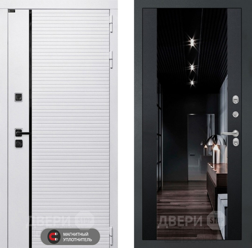 Входная металлическая Дверь Лабиринт (LABIRINT) Royal Зеркало Максимум с тонировкой Черный кварц в Видное