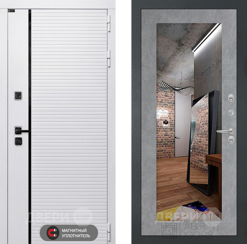 Входная металлическая Дверь Лабиринт (LABIRINT) Royal Зеркало 18 Бетон светлый в Видное