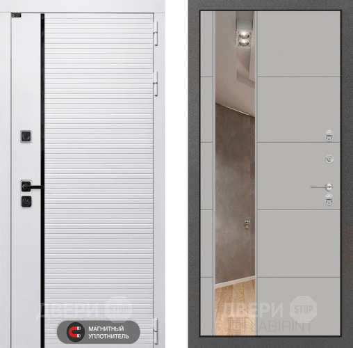 Входная металлическая Дверь Лабиринт (LABIRINT) Royal Зеркало 19 Грей софт в Видное