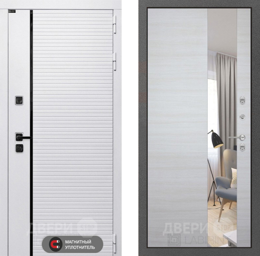 Входная металлическая Дверь Лабиринт (LABIRINT) Royal Зеркало Акация светлая в Видное