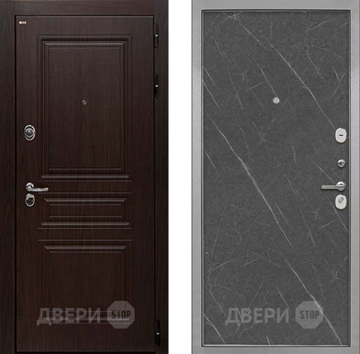 Входная металлическая Дверь Интекрон (INTECRON) Брайтон Тиковое Дерево Гладкая Гранит лава оникс в Видное