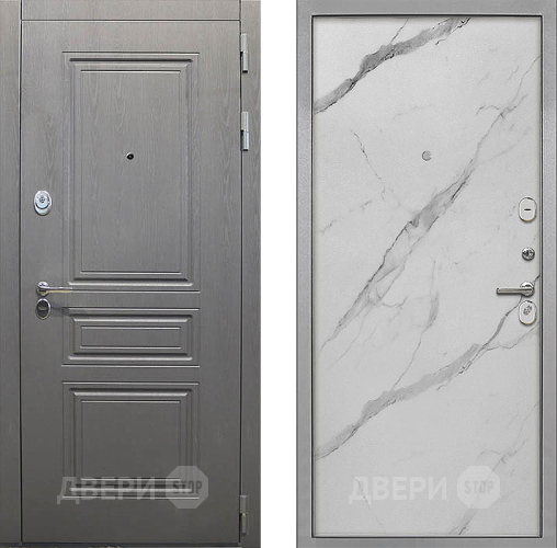 Входная металлическая Дверь Интекрон (INTECRON) Брайтон Графит Гладкая Мрамор натуральный арктик в Видное