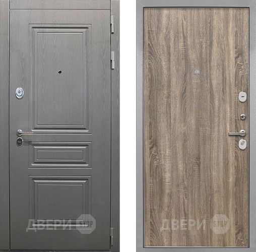 Входная металлическая Дверь Интекрон (INTECRON) Брайтон Графит Гладкая Дуб турин в Видное