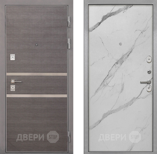 Входная металлическая Дверь Интекрон (INTECRON) Неаполь Гладкая Мрамор натуральный арктик в Видное