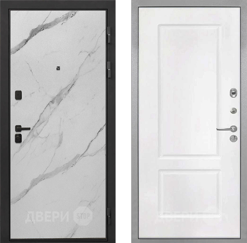 Входная металлическая Дверь Интекрон (INTECRON) Профит Black Мрамор Арктик КВ-2 Белый матовый в Видное