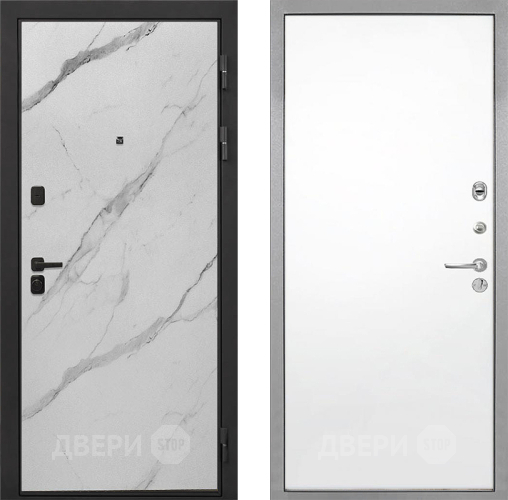 Входная металлическая Дверь Интекрон (INTECRON) Профит Black Мрамор Арктик Гладкая Силк Сноу в Видное