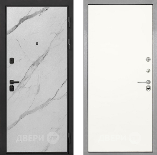 Входная металлическая Дверь Интекрон (INTECRON) Профит Black Мрамор Арктик Гладкая Слоновая кость в Видное