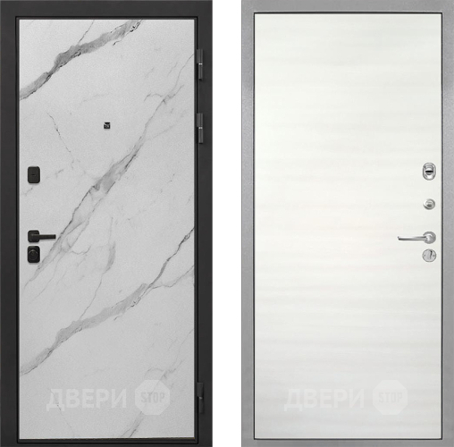 Входная металлическая Дверь Интекрон (INTECRON) Профит Black Мрамор Арктик Гладкая Дуб сильвер поперечный в Видное