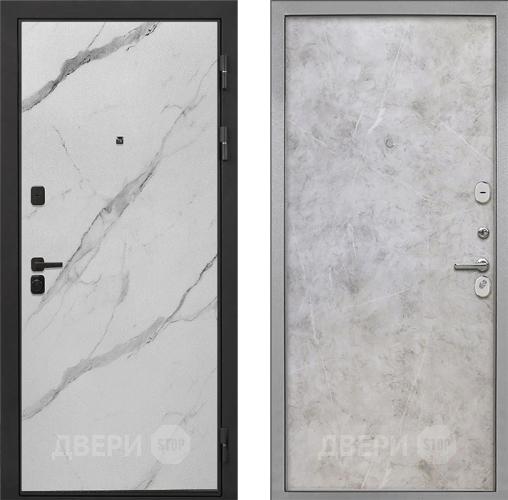 Входная металлическая Дверь Интекрон (INTECRON) Профит Black Мрамор Арктик Гладкая Мрамор светлый в Видное