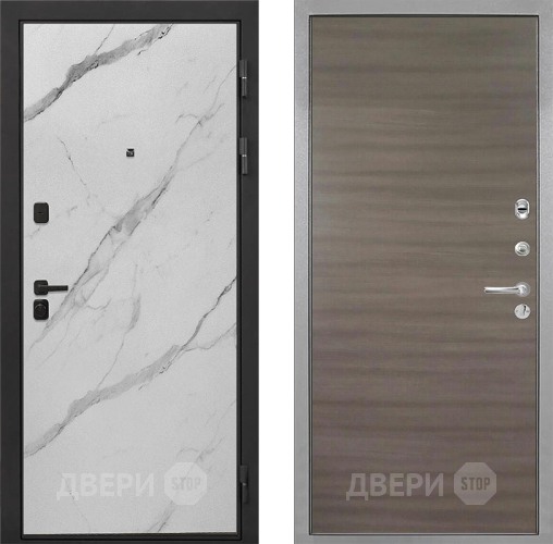 Входная металлическая Дверь Интекрон (INTECRON) Профит Black Мрамор Арктик Гладкая Дуб тоскано поперечный в Видное