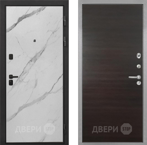 Входная металлическая Дверь Интекрон (INTECRON) Профит Black Мрамор Арктик Гладкая Эковенге поперечный в Видное