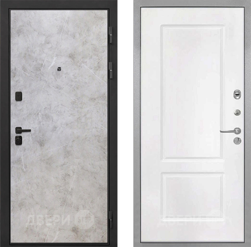 Входная металлическая Дверь Интекрон (INTECRON) Профит Black Мрамор Светлый КВ-2 Белый матовый в Видное