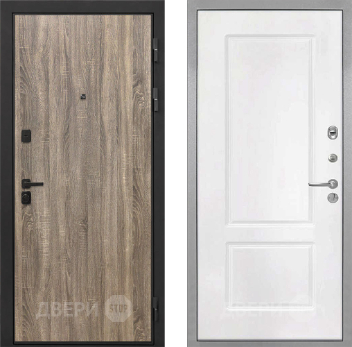 Входная металлическая Дверь Интекрон (INTECRON) Профит Black Дуб Турин КВ-2 Белый матовый в Видное