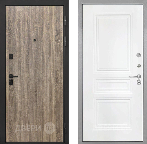 Входная металлическая Дверь Интекрон (INTECRON) Профит Black Дуб Турин ФЛ-243 Белый матовый в Видное