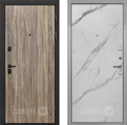 Входная металлическая Дверь Интекрон (INTECRON) Профит Black Дуб Турин Гладкая Мрамор натуральный арктик в Видное
