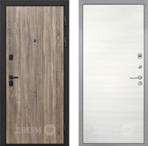 Входная металлическая Дверь Интекрон (INTECRON) Профит Black Дуб Турин Гладкая Дуб сильвер поперечный в Видное