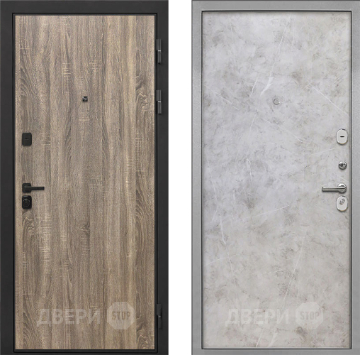 Входная металлическая Дверь Интекрон (INTECRON) Профит Black Дуб Турин Гладкая Мрамор светлый в Видное