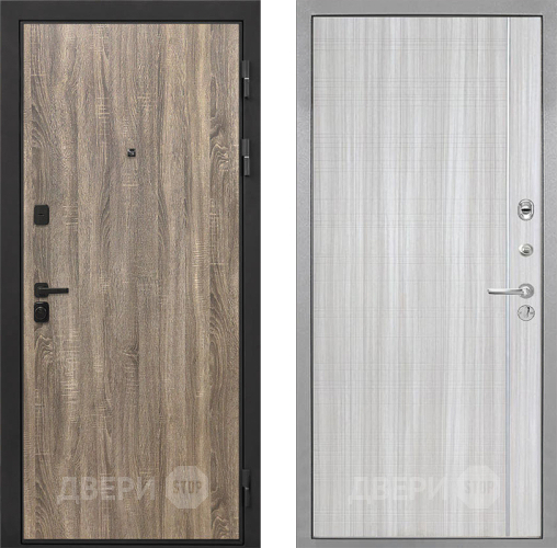 Входная металлическая Дверь Интекрон (INTECRON) Профит Black Дуб Турин В-07 с молдингом Сандал белый в Видное