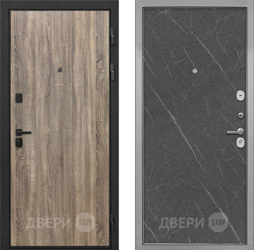 Входная металлическая Дверь Интекрон (INTECRON) Профит Black Дуб Турин Гладкая Гранит лава оникс в Видное