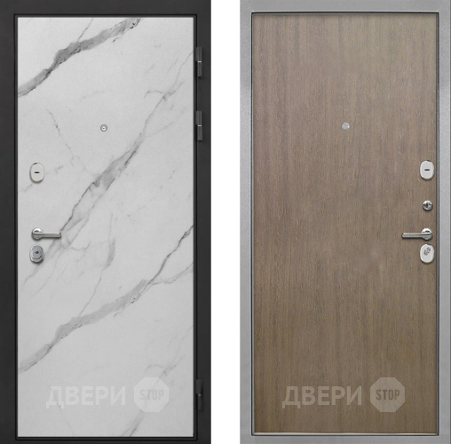 Входная металлическая Дверь Интекрон (INTECRON) Гектор Мрамор Арктик Гладкая шпон Венге коричневый в Видное