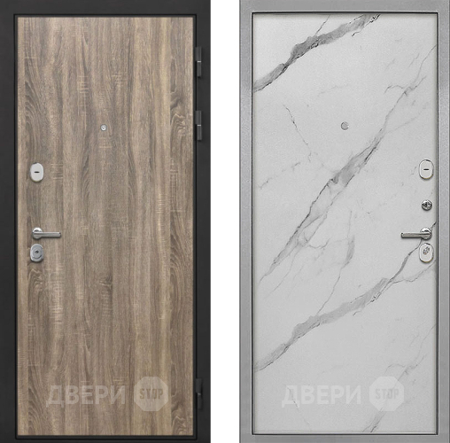 Входная металлическая Дверь Интекрон (INTECRON) Гектор Дуб Турин Гладкая Мрамор натуральный арктик в Видное