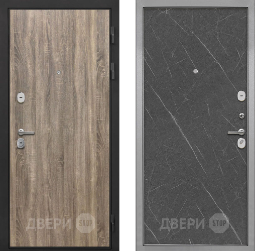 Входная металлическая Дверь Интекрон (INTECRON) Гектор Дуб Турин Гладкая Гранит лава оникс в Видное