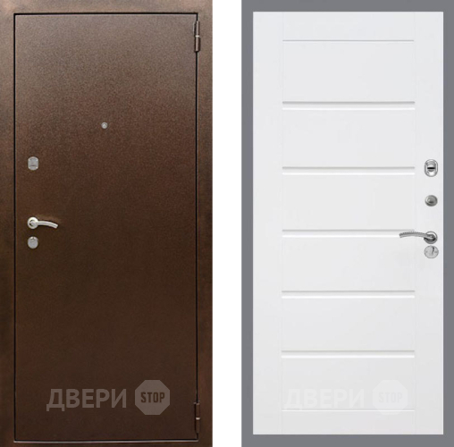 Входная металлическая Дверь Рекс (REX) 1А Медный Антик Сити Белый ясень в Видное