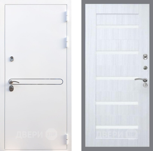 Входная металлическая Дверь Рекс (REX) 27 СБ-14 стекло белое Сандал белый в Видное