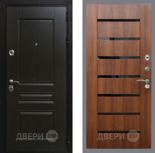 Входная металлическая Дверь Рекс (REX) Премиум-Н СБ-14 стекло черное Орех бренди в Видное