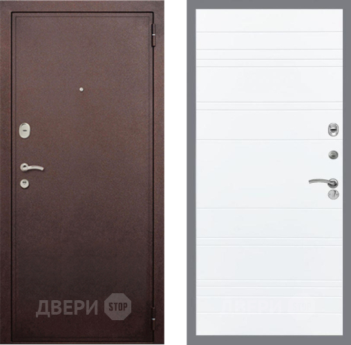 Входная металлическая Дверь Рекс (REX) 2 Медный Антик Line Силк Сноу в Видное