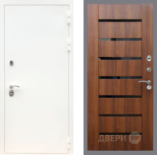 Дверь Рекс (REX) 5 Белая Шагрень СБ-14 стекло черное Орех бренди в Видное