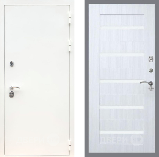 Входная металлическая Дверь Рекс (REX) 5 Белая Шагрень СБ-14 стекло белое Сандал белый в Видное