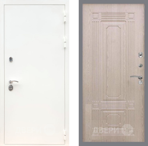 Входная металлическая Дверь Рекс (REX) 5 Белая Шагрень FL-2 Беленый дуб в Видное