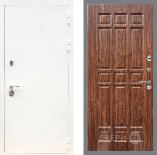 Входная металлическая Дверь Рекс (REX) 5 Белая Шагрень FL-33 орех тисненый в Видное