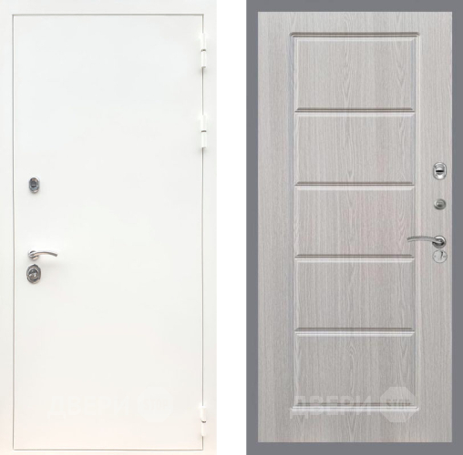 Входная металлическая Дверь Рекс (REX) 5 Белая Шагрень FL-39 Беленый дуб в Видное