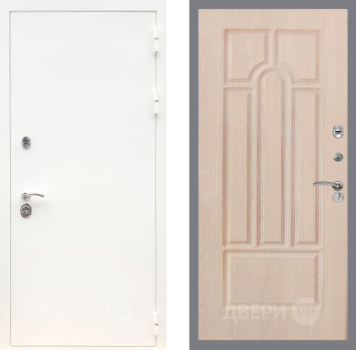 Входная металлическая Дверь Рекс (REX) 5 Белая Шагрень FL-58 Беленый дуб в Видное