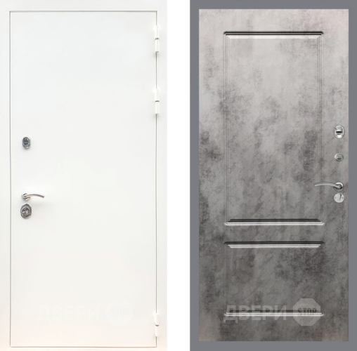 Входная металлическая Дверь Рекс (REX) 5 Белая Шагрень FL-117 Бетон темный в Видное