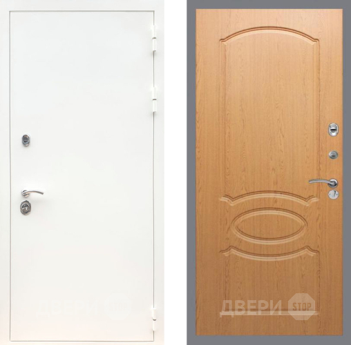 Входная металлическая Дверь Рекс (REX) 5 Белая Шагрень FL-128 Дуб в Видное