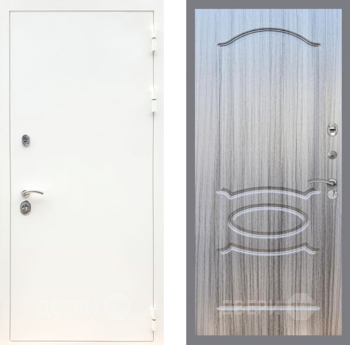 Входная металлическая Дверь Рекс (REX) 5 Белая Шагрень FL-128 Сандал грей в Видное