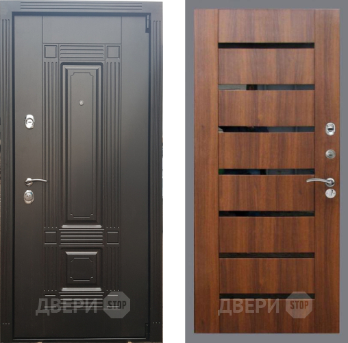 Входная металлическая Дверь Рекс (REX) 9 СБ-14 стекло черное Орех бренди в Видное