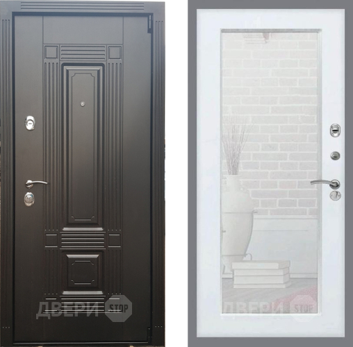 Входная металлическая Дверь Рекс (REX) 9 Зеркало Пастораль Белый ясень в Видное