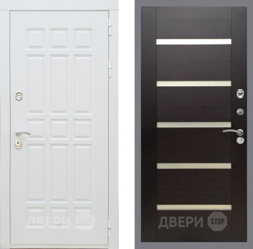 Входная металлическая Дверь Рекс (REX) 8 Силк Сноу СБ-14 стекло белое венге поперечный в Видное