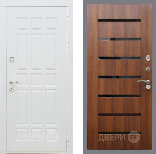 Входная металлическая Дверь Рекс (REX) 8 Силк Сноу СБ-14 стекло черное Орех бренди в Видное