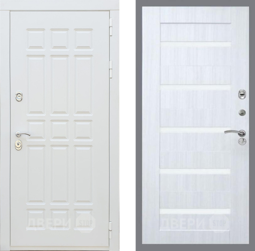 Входная металлическая Дверь Рекс (REX) 8 Силк Сноу СБ-14 стекло белое Сандал белый в Видное