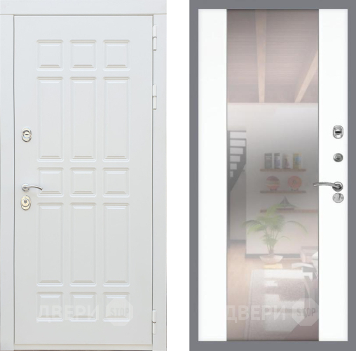 Входная металлическая Дверь Рекс (REX) 8 Силк Сноу СБ-16 Зеркало Силк Сноу в Видное