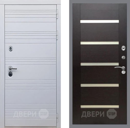 Входная металлическая Дверь Рекс (REX) 14 Силк Сноу СБ-14 стекло белое венге поперечный в Видное