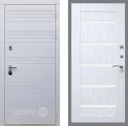 Входная металлическая Дверь Рекс (REX) 14 Силк Сноу СБ-14 стекло белое Сандал белый в Видное