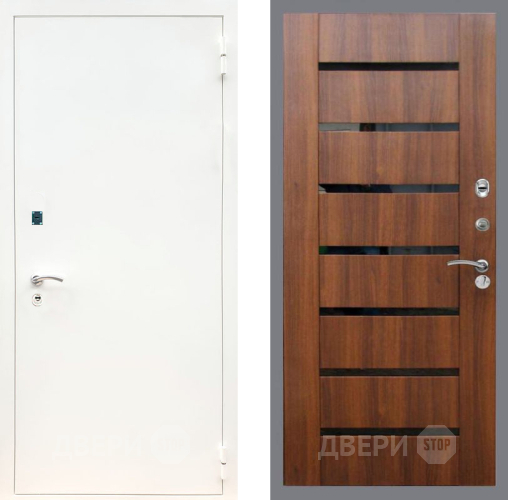 Входная металлическая Дверь Рекс (REX) 1А Белая шагрень СБ-14 стекло черное Орех бренди в Видное