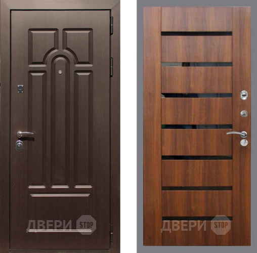 Входная металлическая Дверь Рекс (REX) Эврика СБ-14 стекло черное Орех бренди в Видное